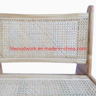 Rattan Leisure Chair Rubber Wood Frame Natural Color Living Room Chair Resteraunt Furniture