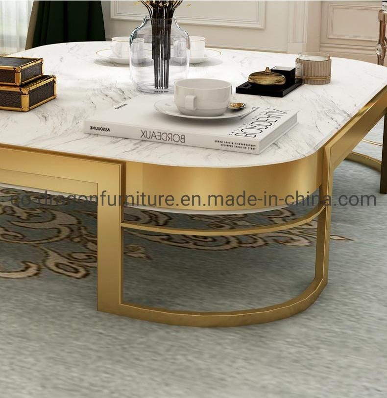 Stainless Steel Coffee Table with Marble Top for Modern Furniture
