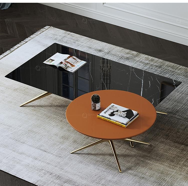 Modern Orange Table Top Living Room Furniture Bed Sidetable