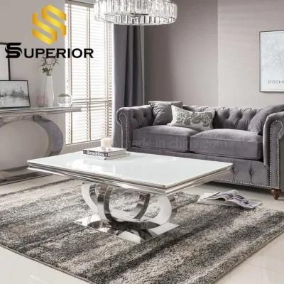 Medieval Luxury Living Room Coffee Table with White Glass Top